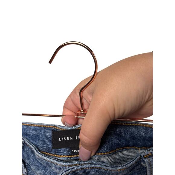 Risen Stretch Distressed Raw Hem Straight High Rise Jeans 13/31 - Picture 6 of 6